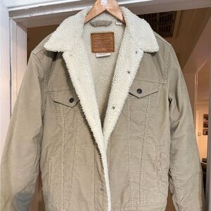 Levi's Beige Corduroy Sherpa-Lined Trucker Jacket